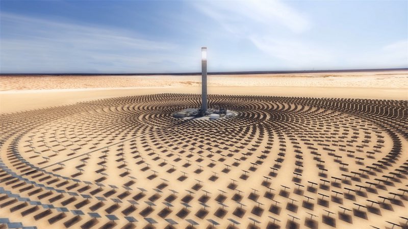Ouarzazate wordt na voltooiing het grootste CSP-complex ter wereld. (Afbeelding: SENER) Noor Solar Power complex tower